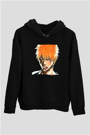 Bleach Baskılı Unisex Siyah Hoodie