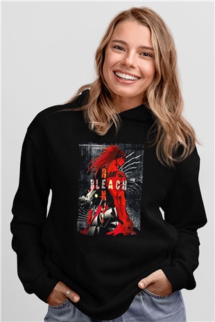 Bleach Baskılı Unisex Siyah Hoodie