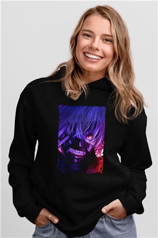Bleach Baskılı Unisex Siyah Hoodie