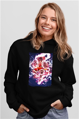 Bleach Baskılı Unisex Siyah Hoodie