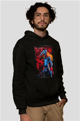 Bleach Baskılı Unisex Siyah Hoodie