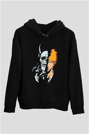Bleach Baskılı Unisex Siyah Hoodie