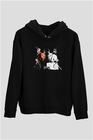 Bleach Baskılı Unisex Siyah Hoodie