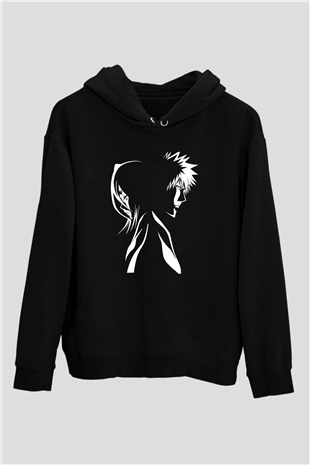 Bleach Baskılı Unisex Siyah Hoodie