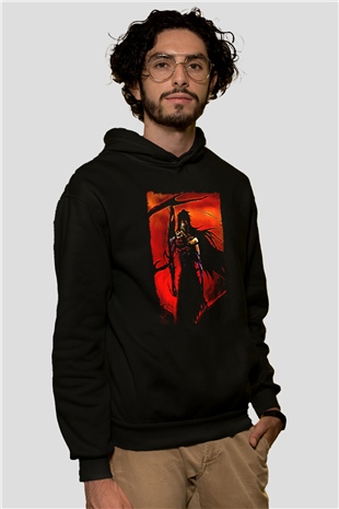 Bleach Baskılı Unisex Siyah Hoodie