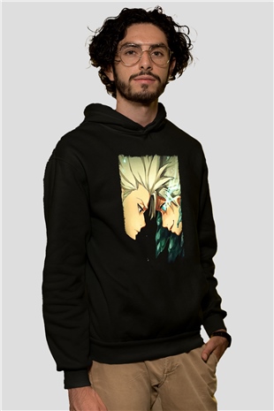 Bleach Baskılı Unisex Siyah Hoodie
