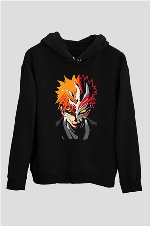 Bleach Baskılı Unisex Siyah Hoodie