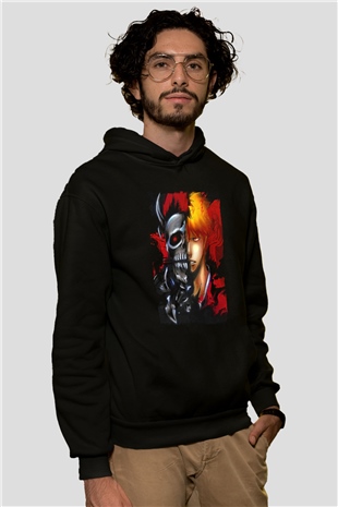 Bleach Baskılı Unisex Siyah Hoodie