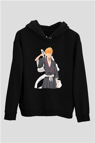 Bleach Baskılı Unisex Siyah Hoodie