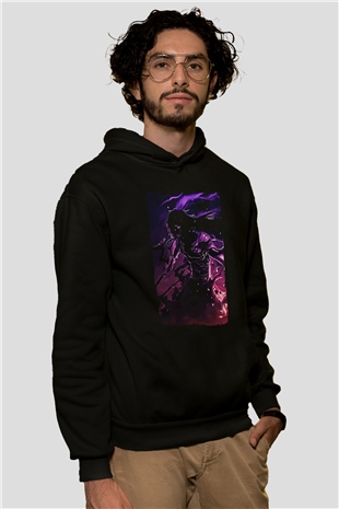 Bleach Baskılı Unisex Siyah Hoodie
