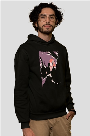 Bleach Baskılı Unisex Siyah Hoodie