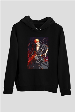 Bleach Baskılı Unisex Siyah Hoodie