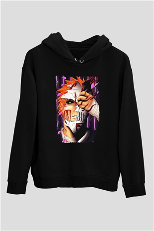 Bleach Baskılı Unisex Siyah Hoodie