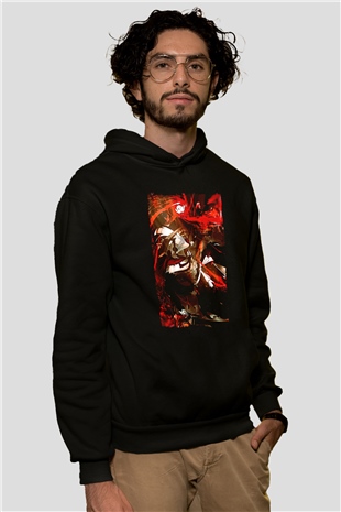 Bleach Baskılı Unisex Siyah Hoodie