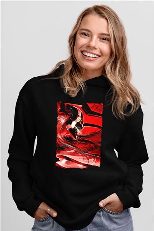 Bleach Baskılı Unisex Siyah Hoodie