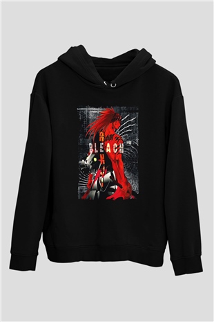 Bleach Baskılı Unisex Siyah Hoodie