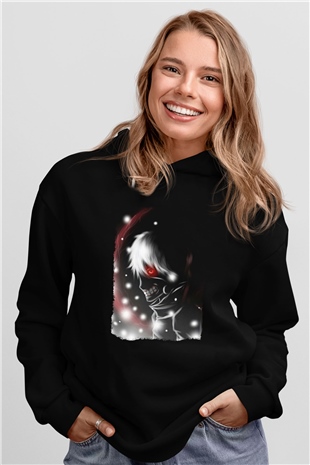 Bleach Baskılı Unisex Siyah Hoodie