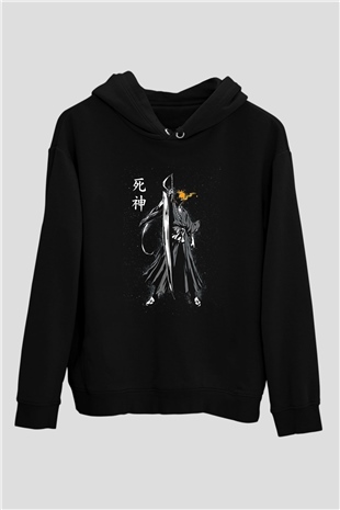 Bleach Baskılı Unisex Siyah Hoodie