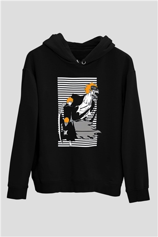 Bleach Baskılı Unisex Siyah Hoodie
