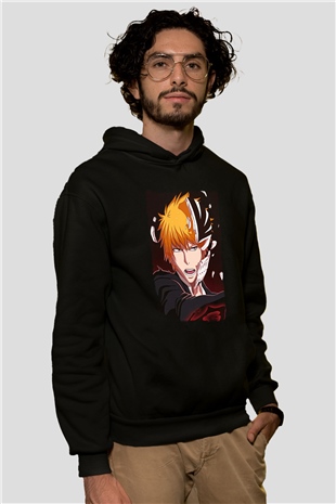 Bleach Baskılı Unisex Siyah Hoodie