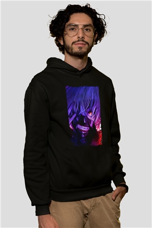 Bleach Baskılı Unisex Siyah Hoodie