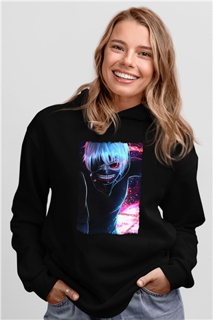 Bleach Baskılı Unisex Siyah Hoodie