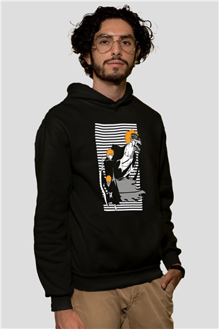 Bleach Baskılı Unisex Siyah Hoodie