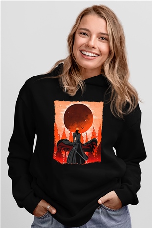 Bleach Baskılı Unisex Siyah Hoodie