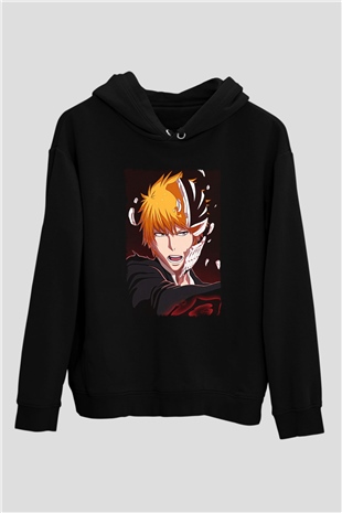 Bleach Baskılı Unisex Siyah Hoodie