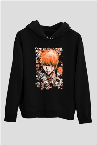 Bleach Baskılı Unisex Siyah Hoodie