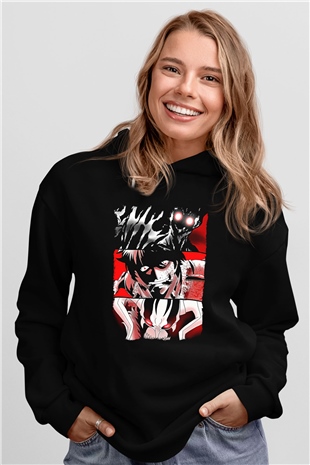 Bleach Baskılı Unisex Siyah Hoodie