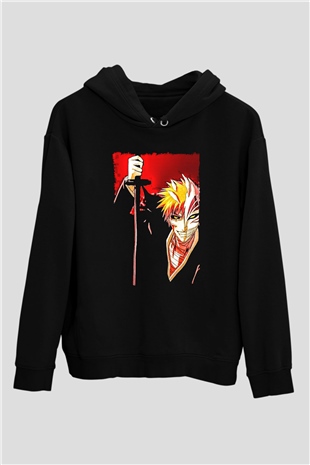 Bleach Baskılı Unisex Siyah Hoodie