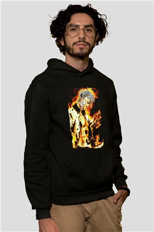 Bleach Baskılı Unisex Siyah Hoodie