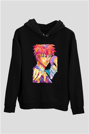 Bleach Baskılı Unisex Siyah Hoodie