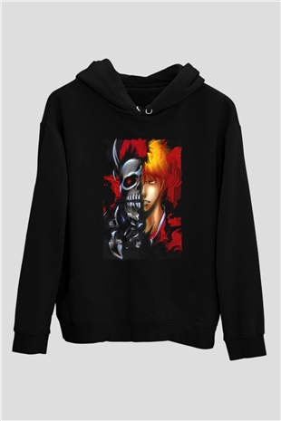 Bleach Baskılı Unisex Siyah Hoodie