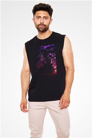 Bleach Baskılı Unisex Siyah Kolsuz Tişört - Tshirt