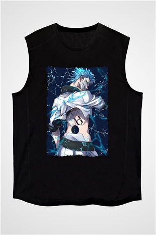 Bleach Baskılı Unisex Siyah Kolsuz Tişört - Tshirt