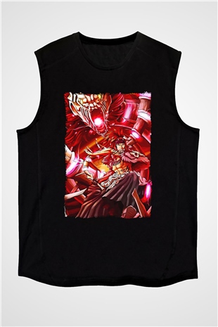 Bleach Baskılı Unisex Siyah Kolsuz Tişört - Tshirt