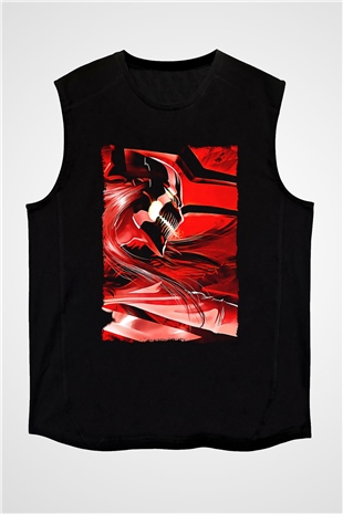 Bleach Baskılı Unisex Siyah Kolsuz Tişört - Tshirt