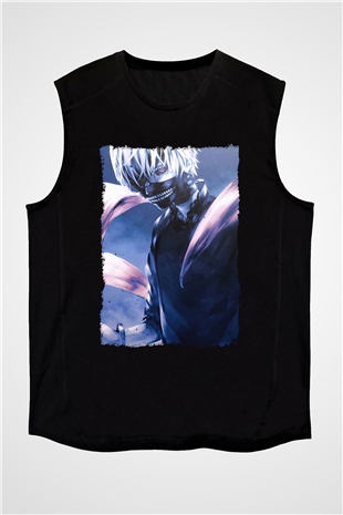 Bleach Baskılı Unisex Siyah Kolsuz Tişört - Tshirt