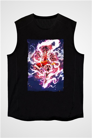 Bleach Baskılı Unisex Siyah Kolsuz Tişört - Tshirt