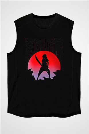 Bleach Baskılı Unisex Siyah Kolsuz Tişört - Tshirt