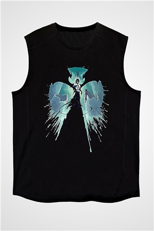Bleach Baskılı Unisex Siyah Kolsuz Tişört - Tshirt