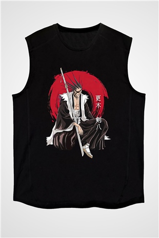 Bleach Baskılı Unisex Siyah Kolsuz Tişört - Tshirt