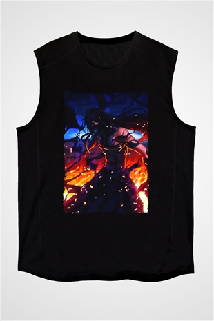 Bleach Baskılı Unisex Siyah Kolsuz Tişört - Tshirt