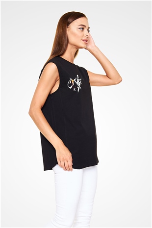 Bleach Baskılı Unisex Siyah Kolsuz Tişört - Tshirt