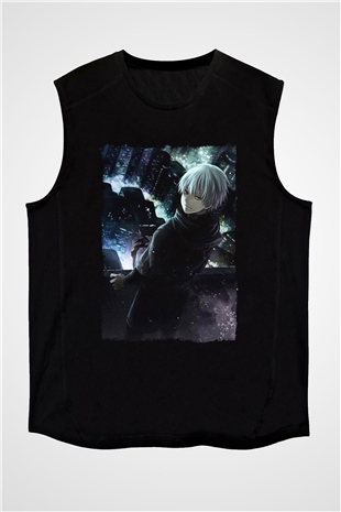 Bleach Baskılı Unisex Siyah Kolsuz Tişört - Tshirt