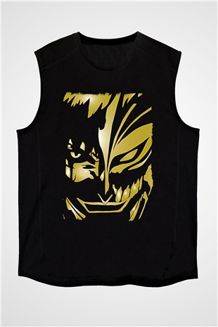 Bleach Baskılı Unisex Siyah Kolsuz Tişört - Tshirt