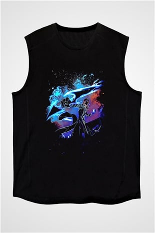 Bleach Baskılı Unisex Siyah Kolsuz Tişört - Tshirt