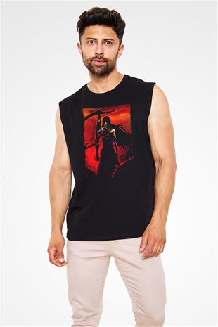 Bleach Baskılı Unisex Siyah Kolsuz Tişört - Tshirt